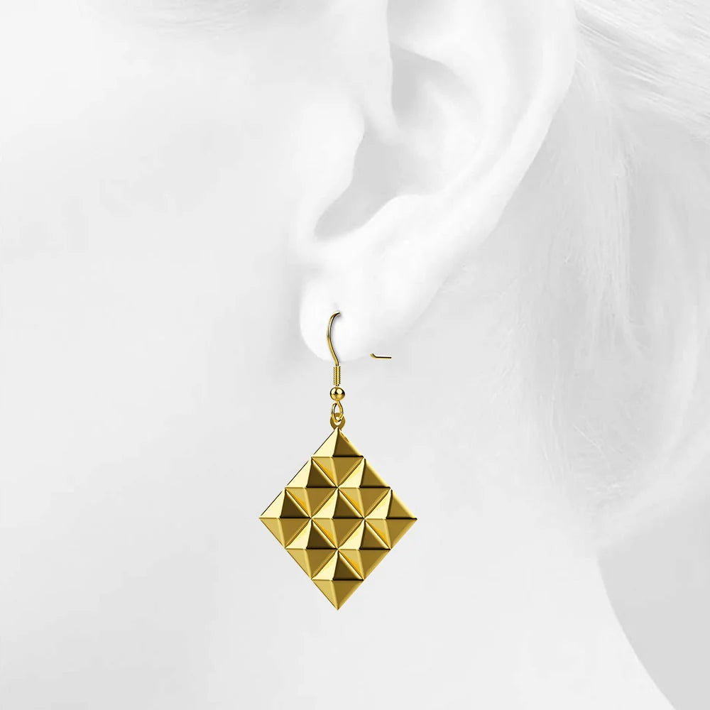 Bullion Gold Fascination Geometric Style Diamond Shape Metallic Earrings Gold