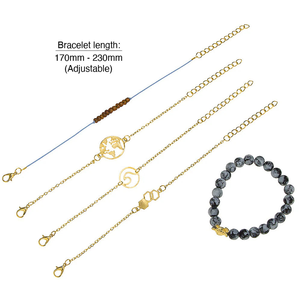 Bohemian 5-Piece Charm Bead Bracelet Set