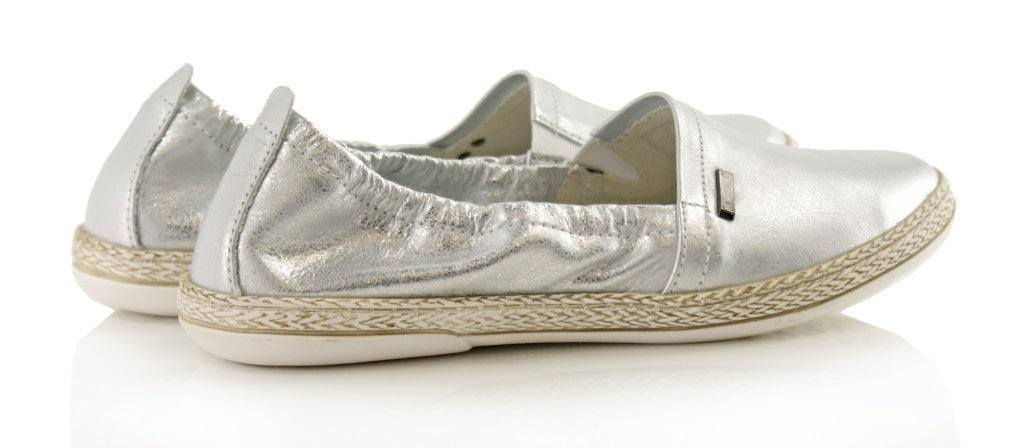 Bosccolo Womens Moccasin Espadryl - Silver