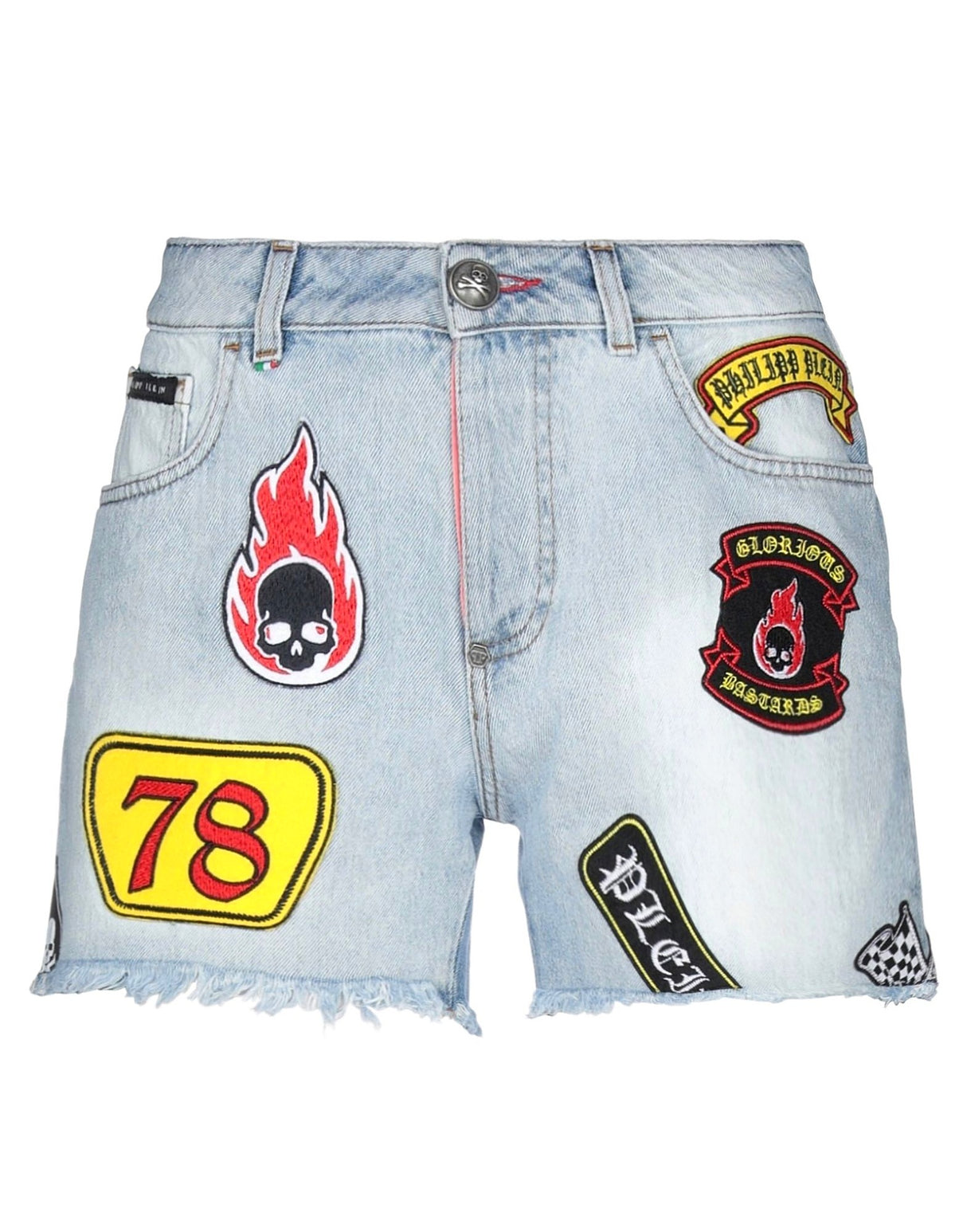 Philipp Plein Womens Denim Shorts - Blue