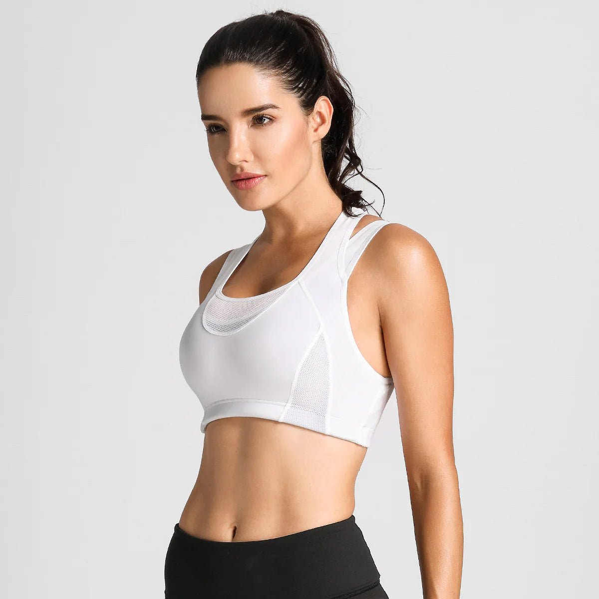 High Impact Full Support Wireless Running Bra - White
