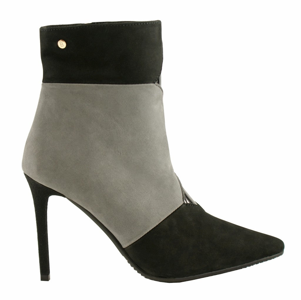 Bosccolo Womens Spike Heel Boots - Grey/Black Nubuk