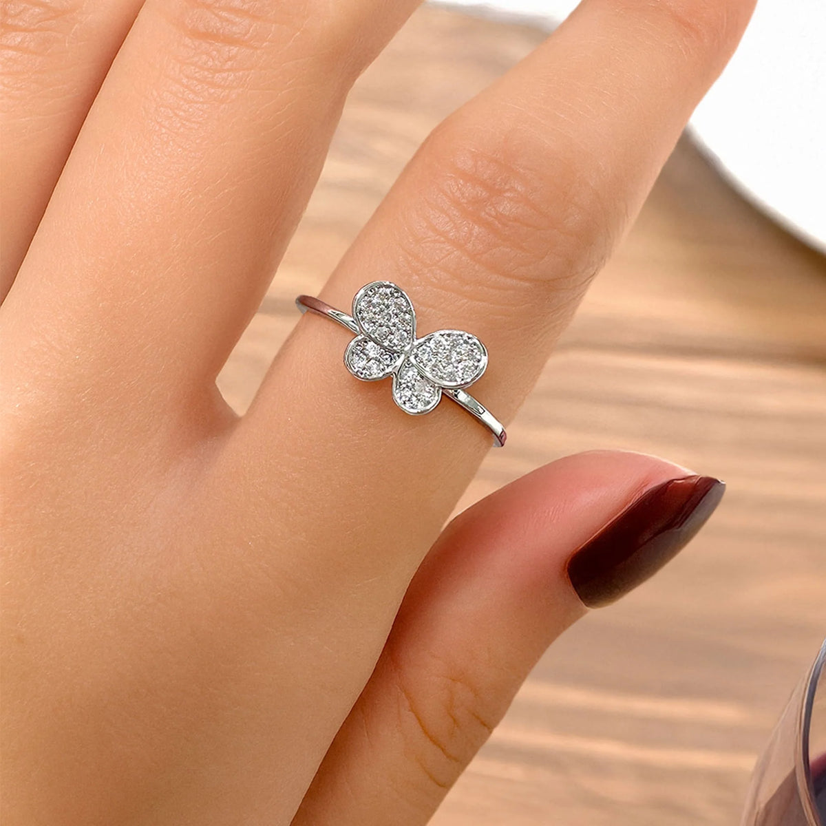 Bullion Gold Butterfly CZ Ring