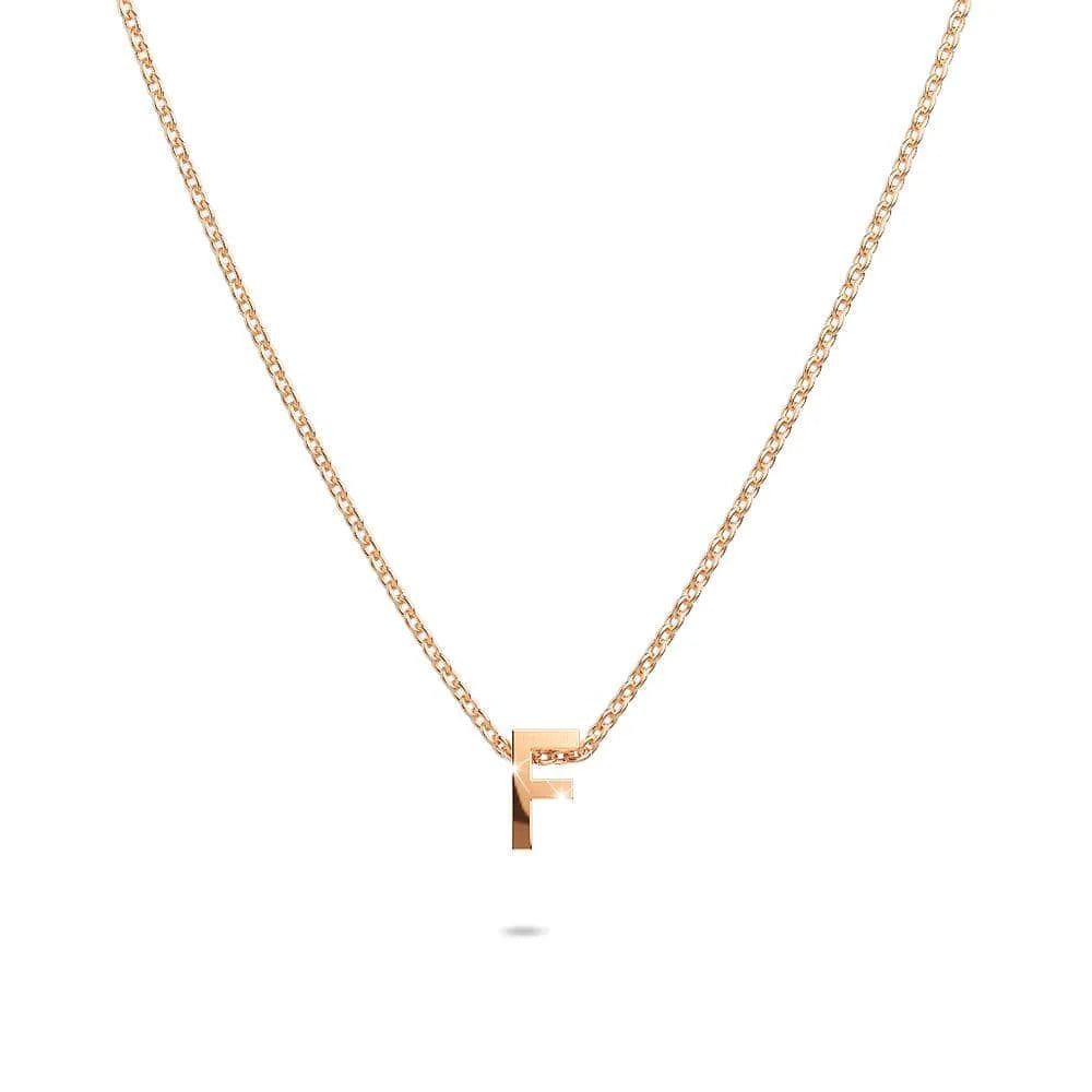 Bullion Gold Initials Brick Alphabet Letter Necklace Rose Gold Layered Steel Jewellery