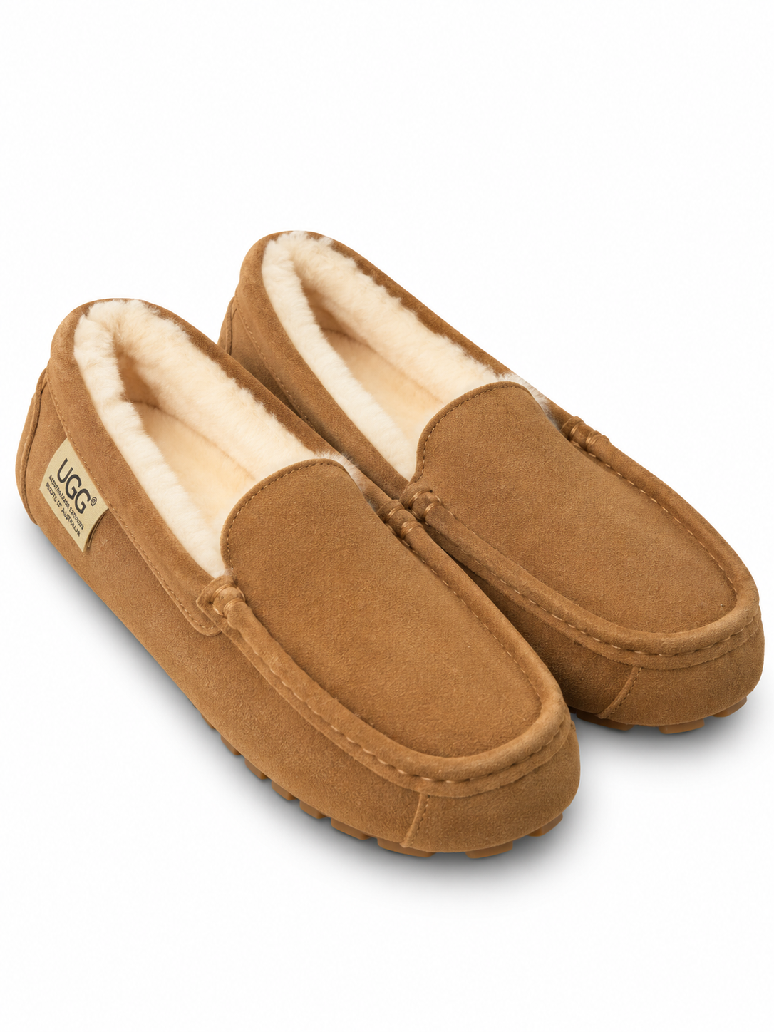 Australian Leather Ugg Classic Moccasin Slippers - Chestnut - AU6