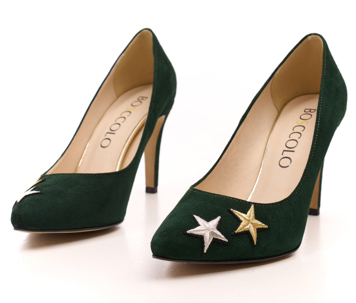 Bosccolo Womens Heels Embroidered - Green