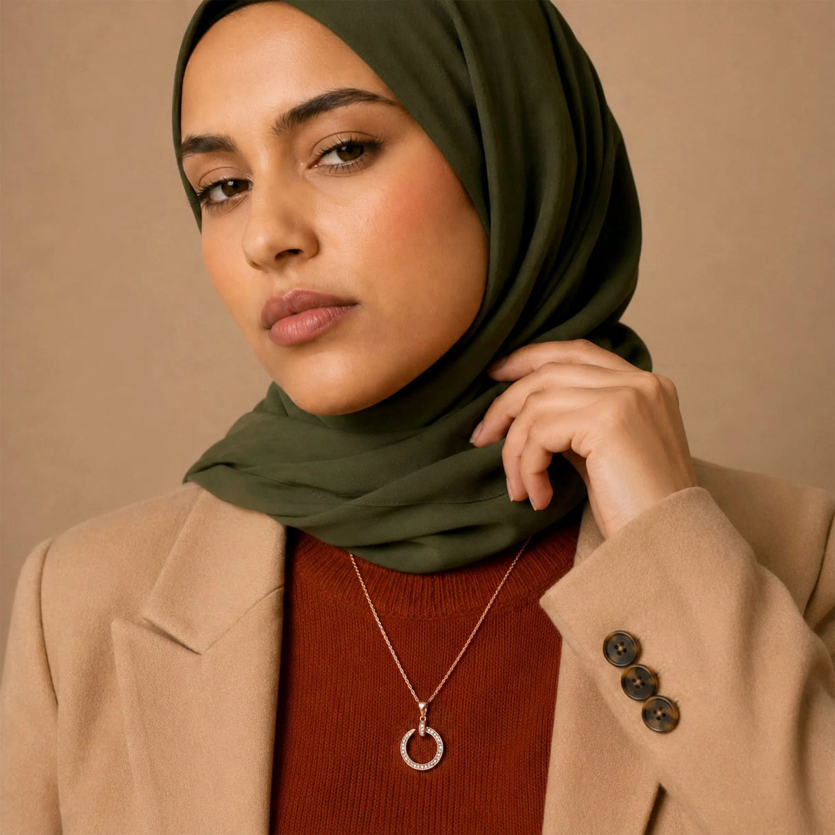 Krystal Couture Paradigm in Circle Rose Gold Pendant Necklace Embellished with Swarovski nCrystals