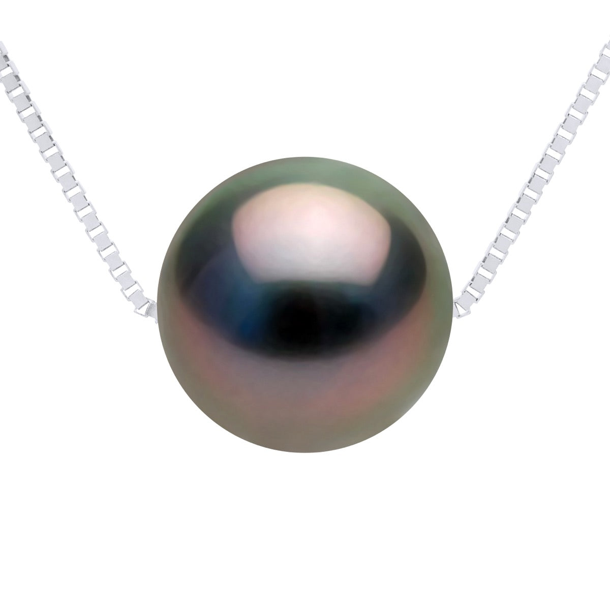 Necklace Real Cultured Tahiti Pearl Passing Through Round 10-11 mm - Length chain offered for free 42 cm