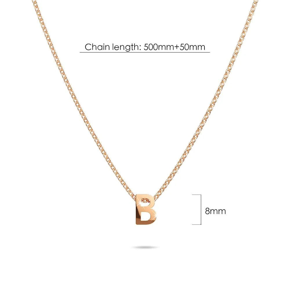 Bullion Gold Initials Brick Alphabet Letter Necklace Rose Gold Layered Steel Jewellery
