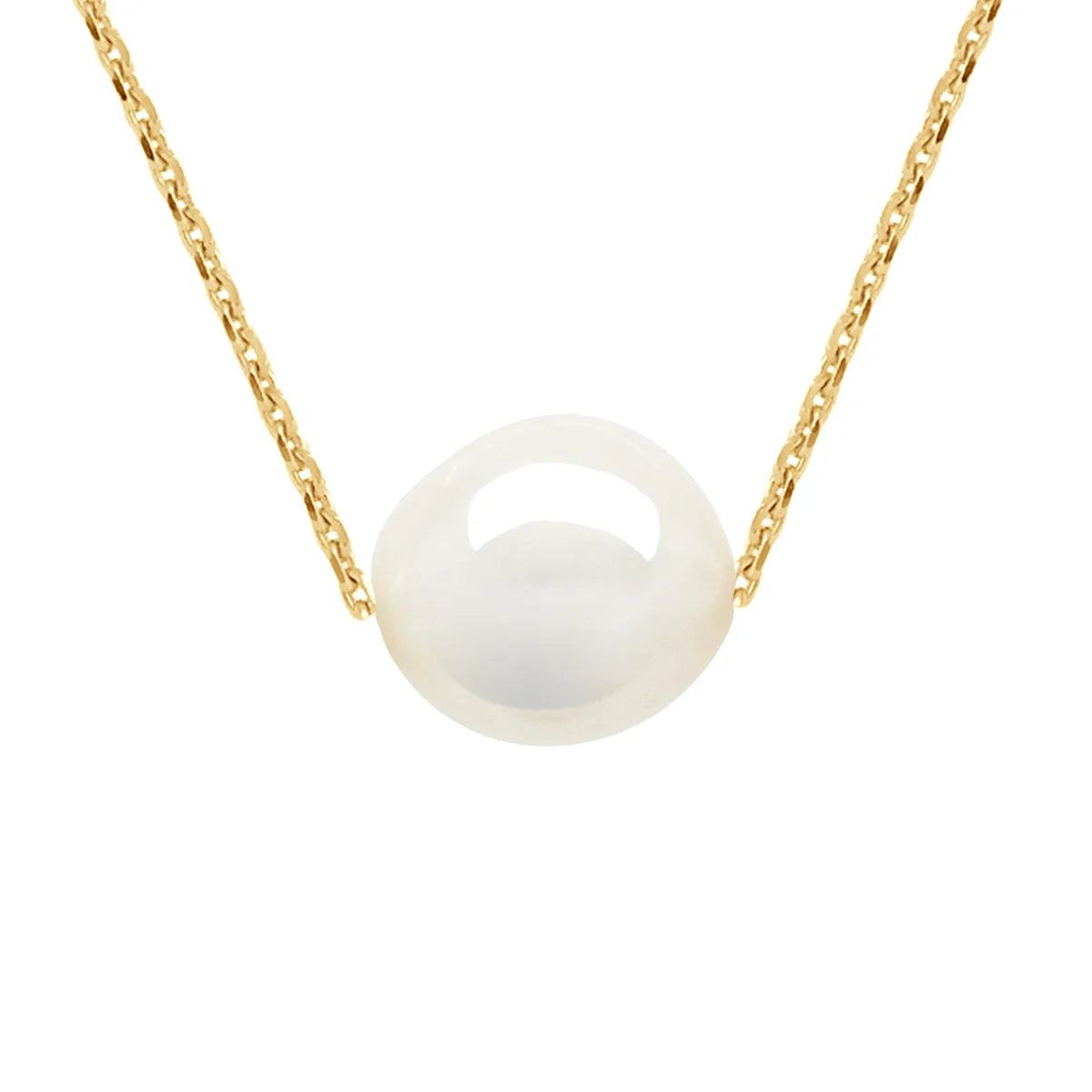 Necklace Baroque Baroque Freshwater Pearl White Yellow Gold 8-9mm