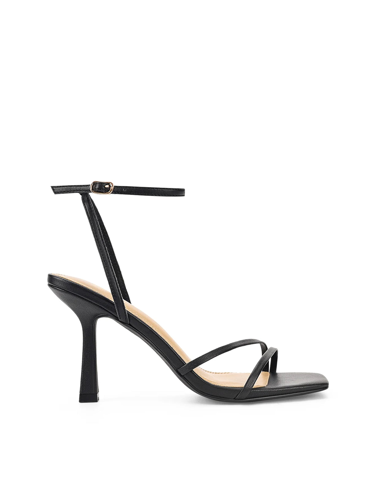 Siren Strappy Heels - Black Leather