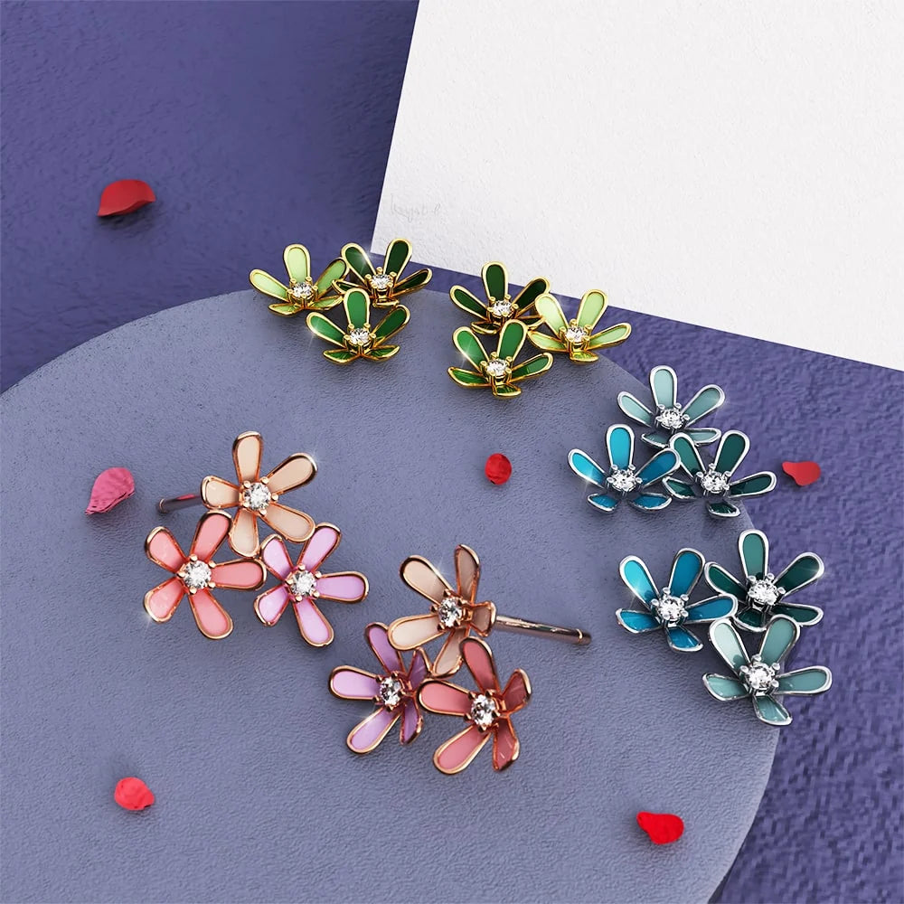 Boxed Petalia Olive Green Stud Earrings and Olive Necklace Featured SWAROVSKI® Crystals in Gold