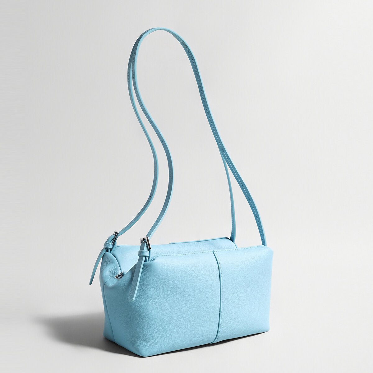 Pebbled Leather Pillow Shoulder Bag - Blue