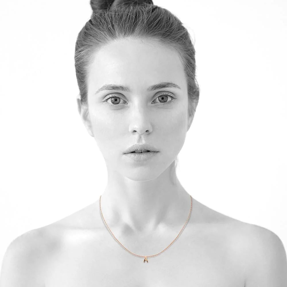 Bullion Gold Initials Brick Alphabet Letter Necklace Rose Gold Layered Steel Jewellery