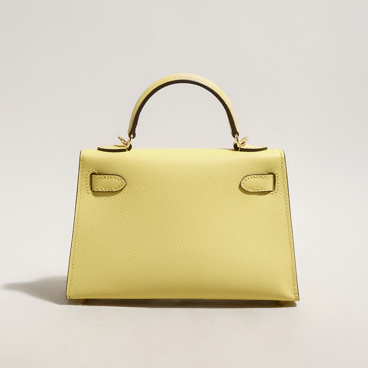 Trendy Petite Top Handle Bag 22cm Structured Mini Leather Satchel - Yellow
