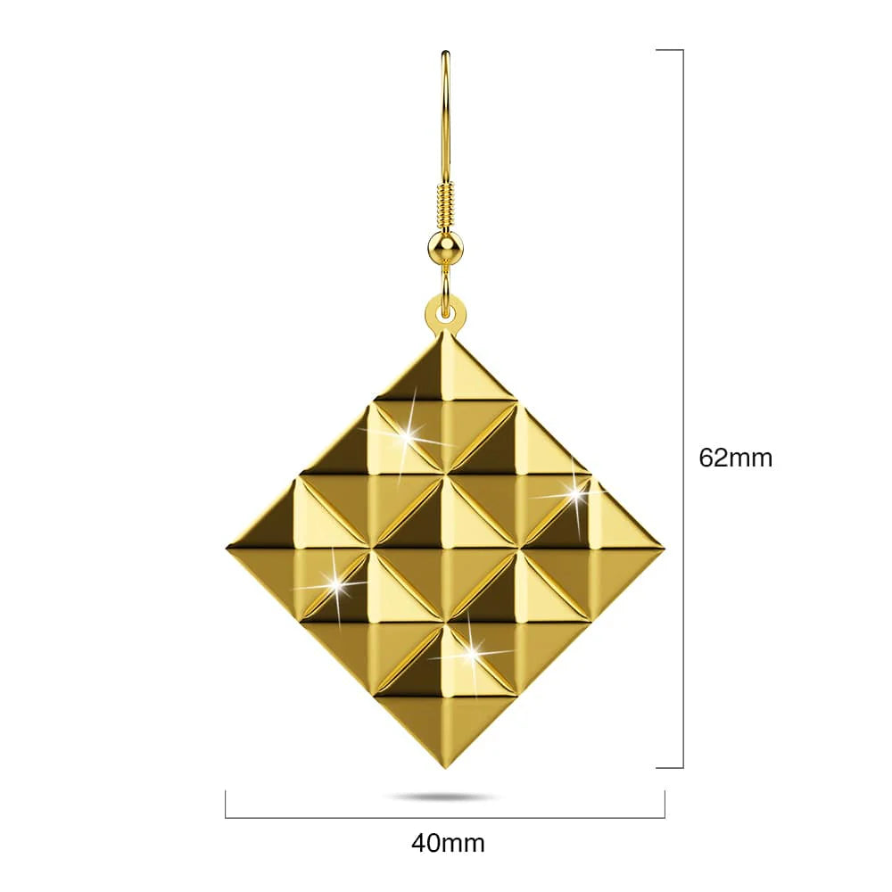 Bullion Gold Fascination Geometric Style Diamond Shape Metallic Earrings Gold