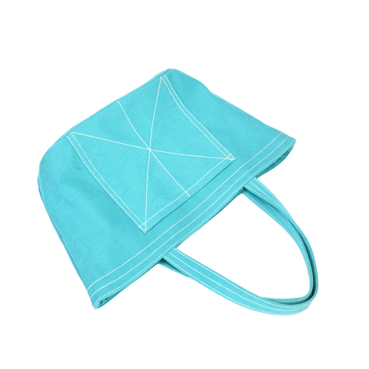 BAMEI Heavy-Duty Canvas Tote Bag with Reinforced Front Pocket & Zip Closure - Blue