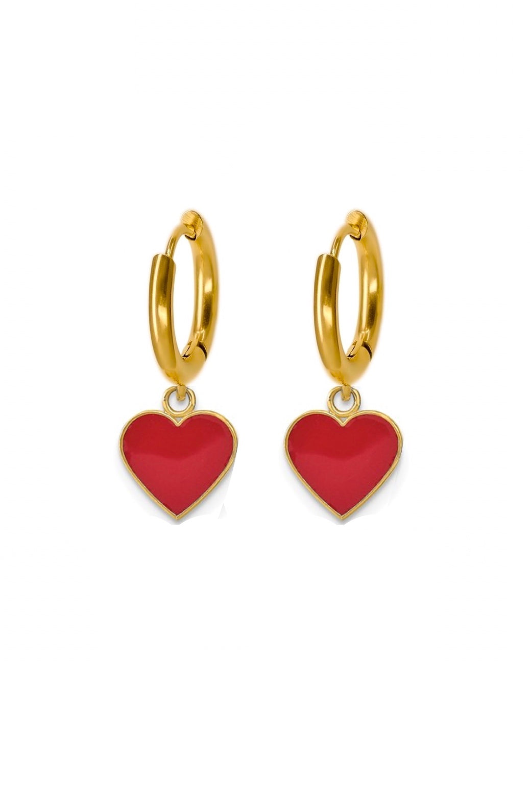 Liv Oliver 18K Gold Red Amore Love Drop Earrings