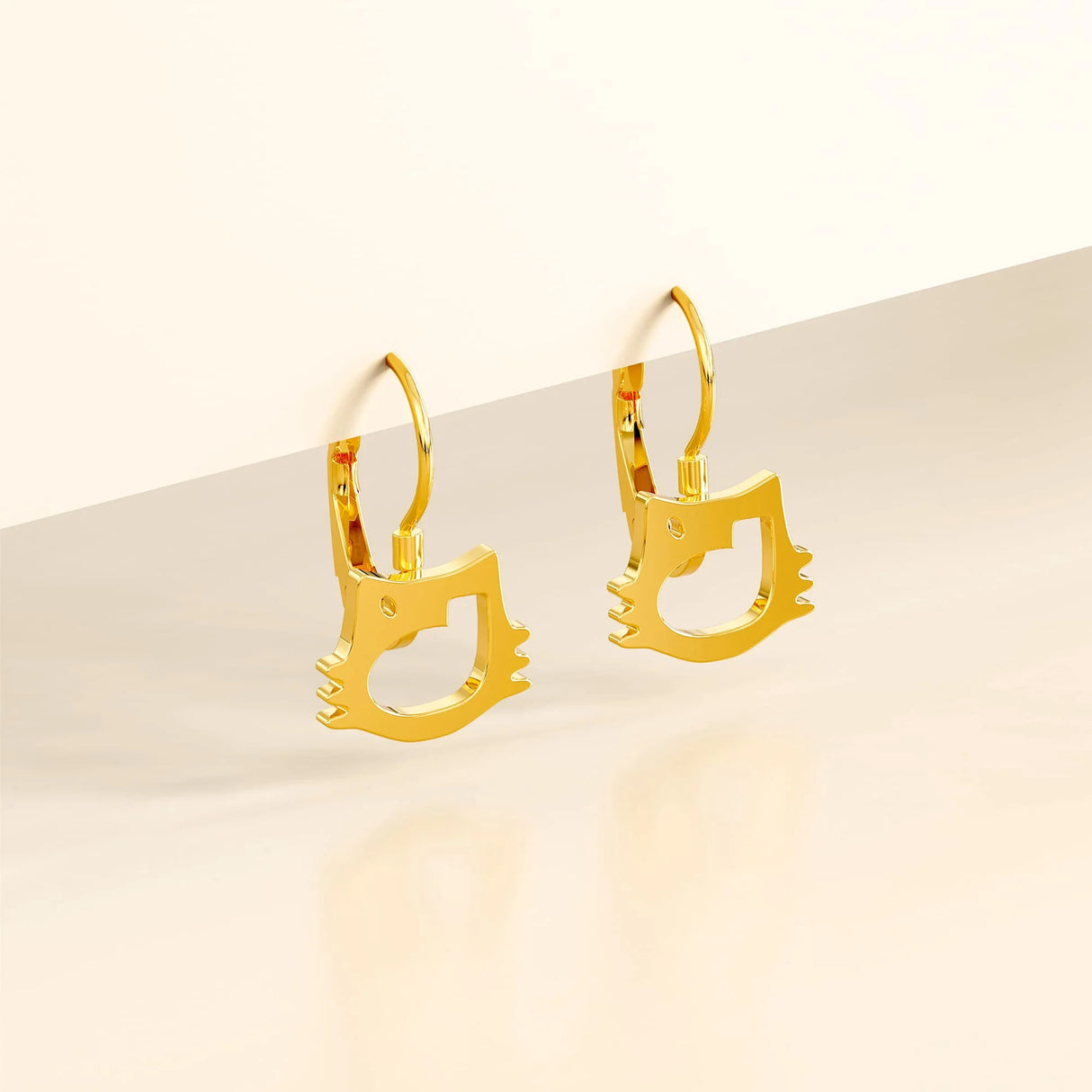 Bullion Gold Hello Kitty Cut-Out Leverback Earrings