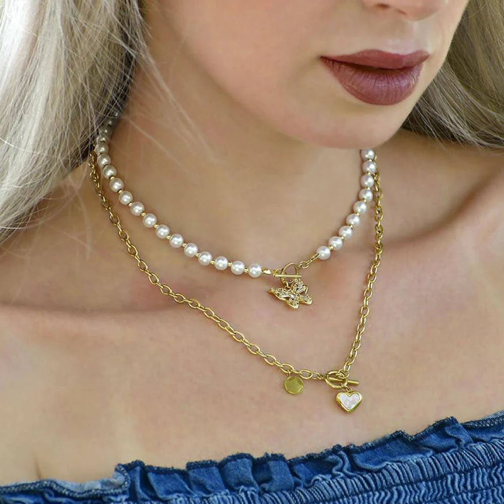 Bullion Gold Gloria Chunky Heart Toggle Closure Necklace in Gold