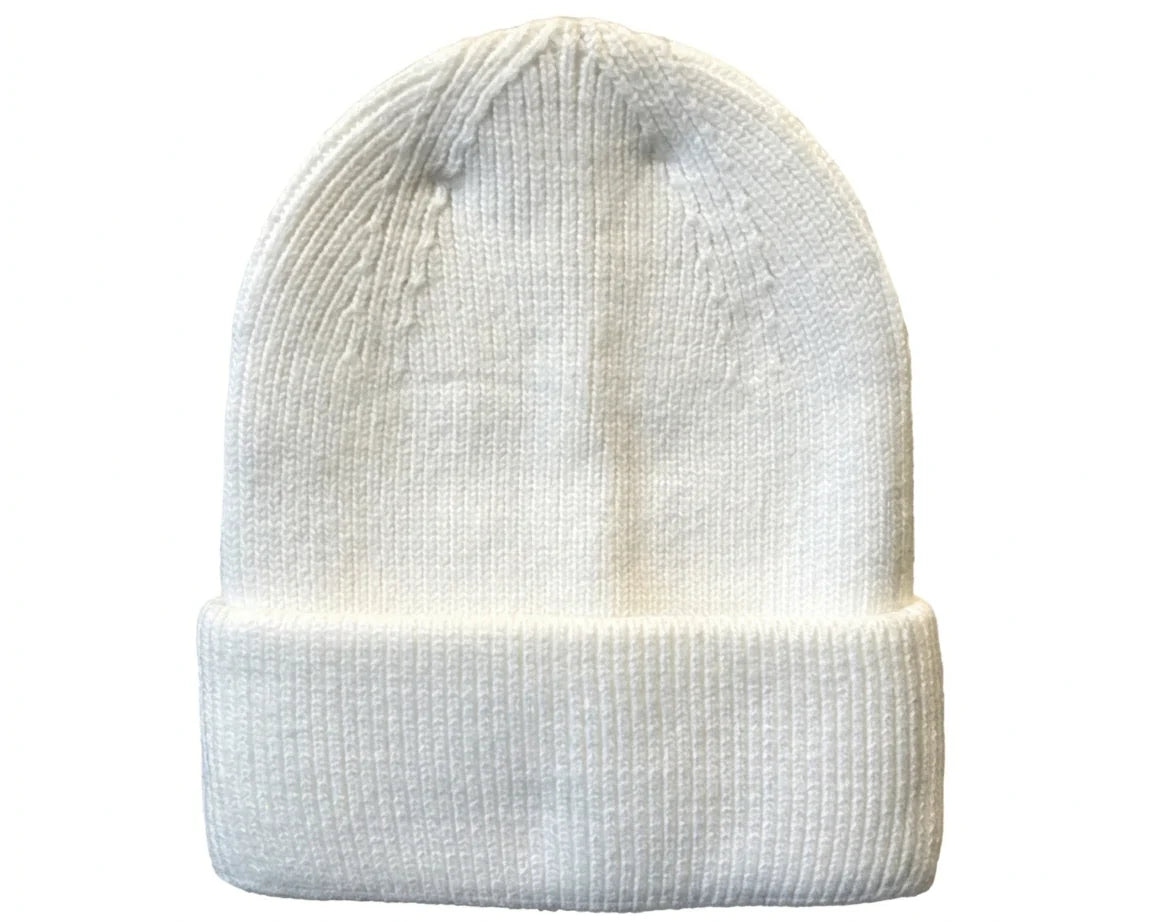 Cherry Red Cuff Beanie - White
