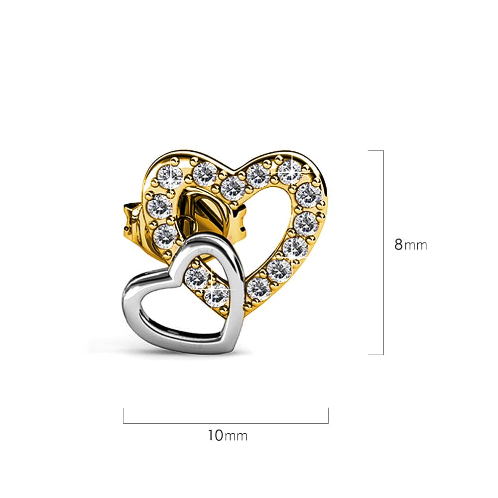 Krystal Couture Twin Hearts Stud Earrings Embellished with Swarovski Crystals