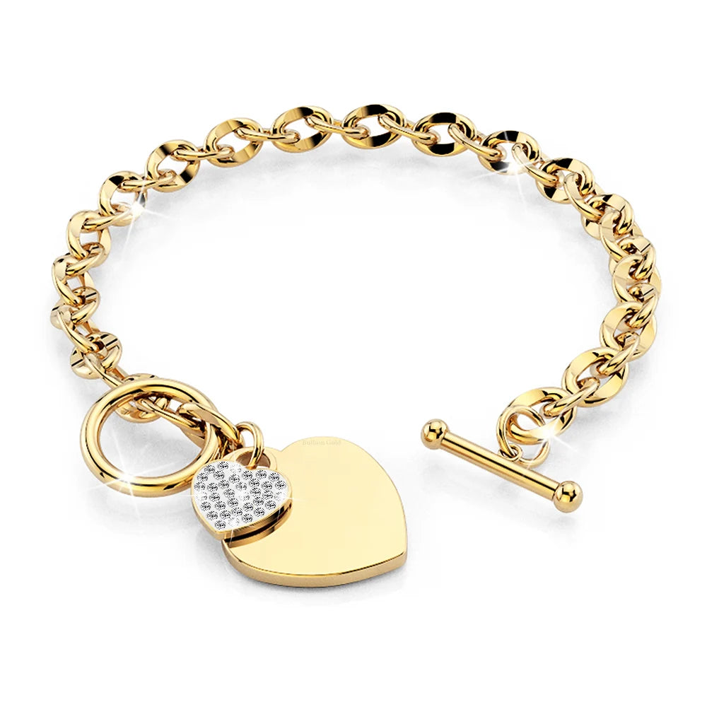 Bullion Gold Diamond cut Belcher Chain T-lock Toggle Bracelet in Gold Layered Steel Jewellery