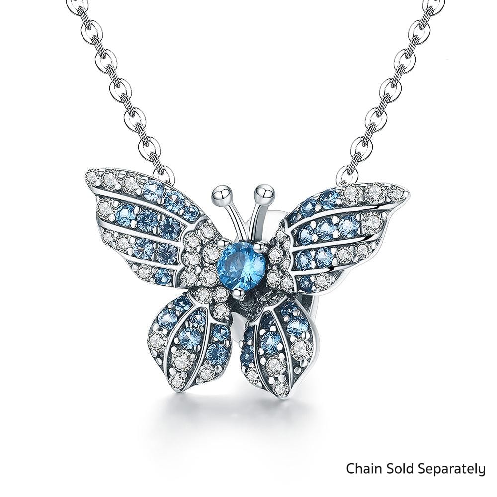 Solid 925 Sterling Silver Blue Butterfly Animal Pandora Inspired Charm