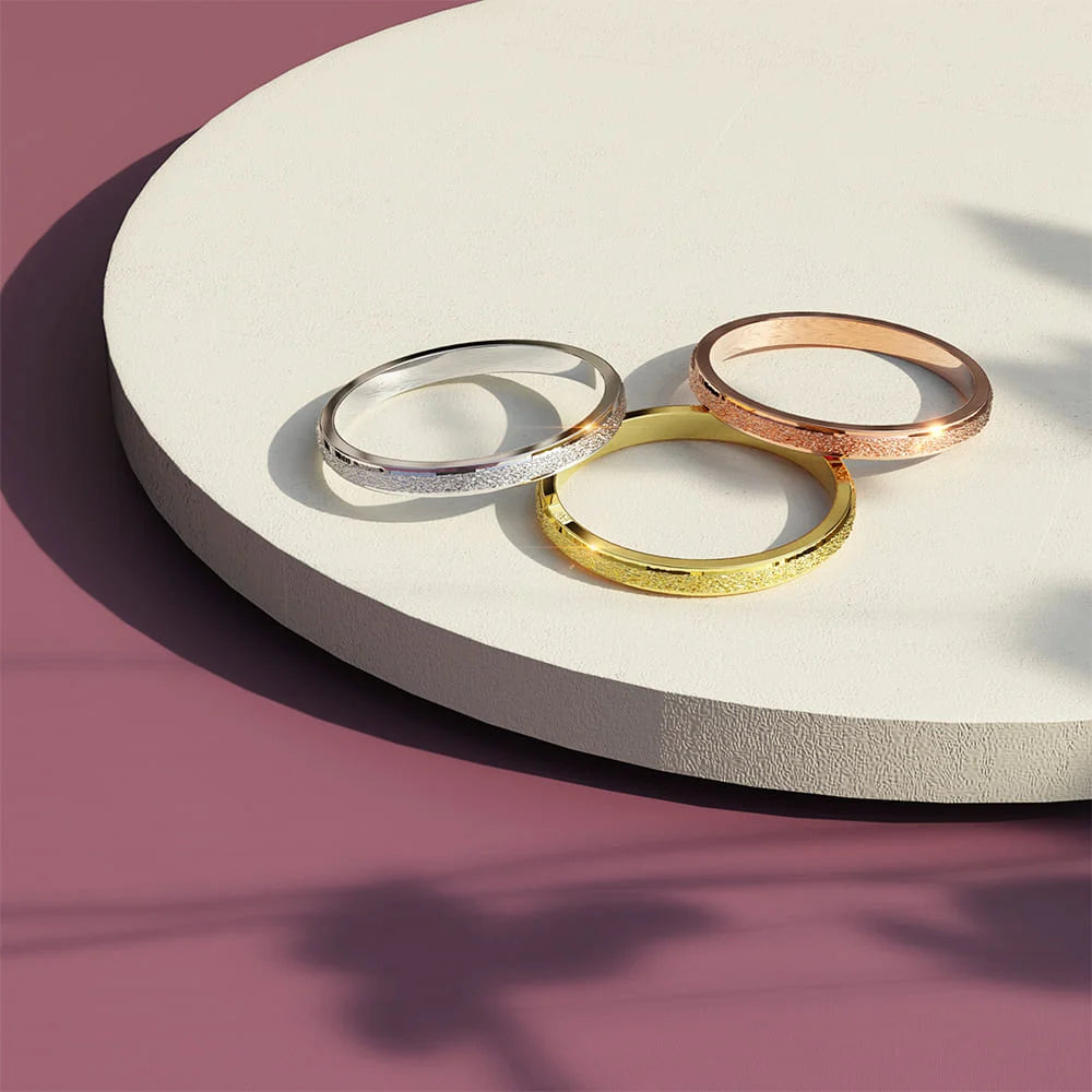 Bullion Gold Deva Glitter Textured Stacker Ring