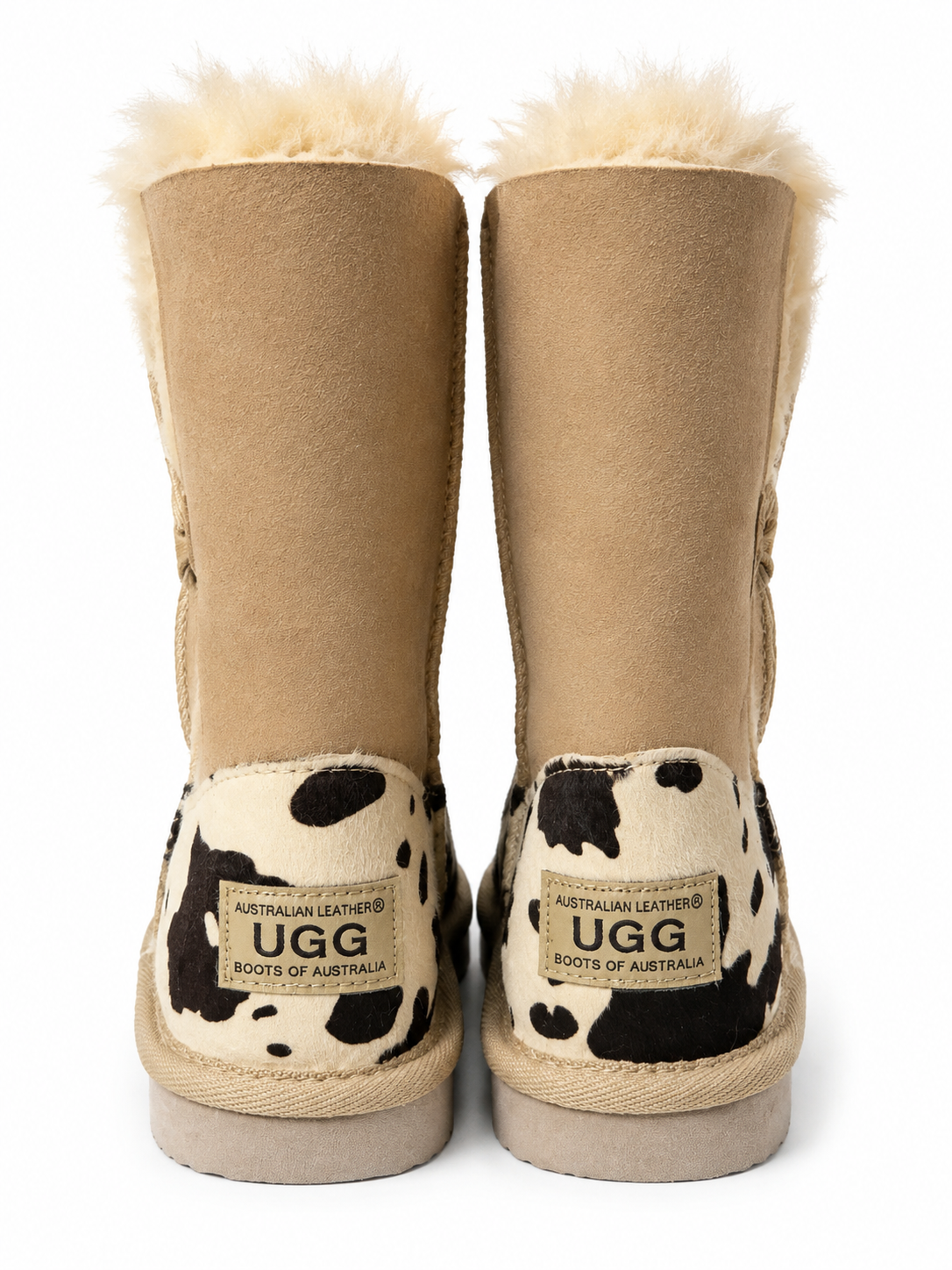 Australian Leather Ugg 1Button Cow Print - Natural - AU6