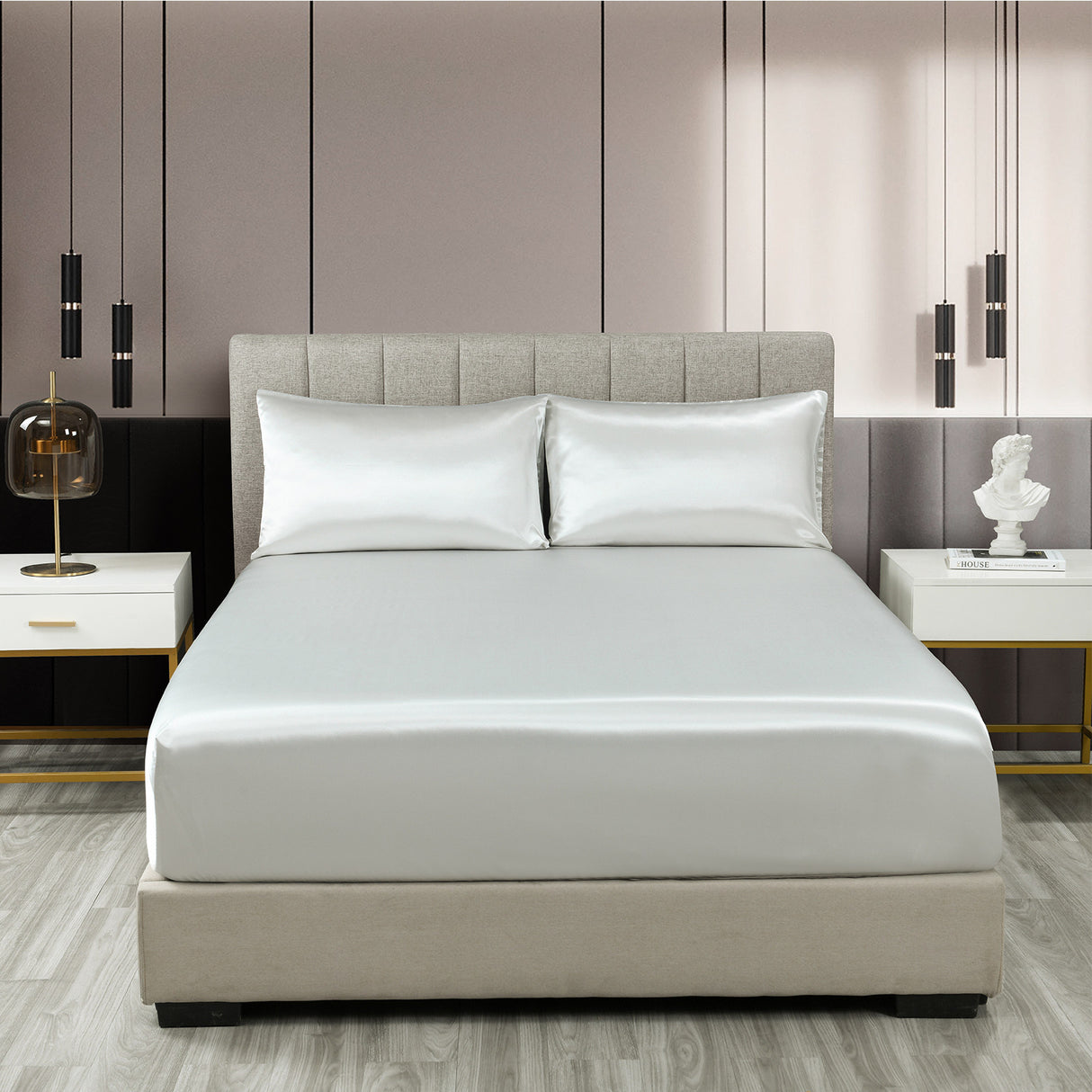 Royal Comfort 3pc Satin Sheet Set - Silver - King
