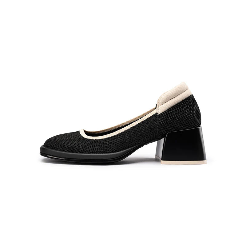 Vintage Square Toe Mary Jane Pumps - Black