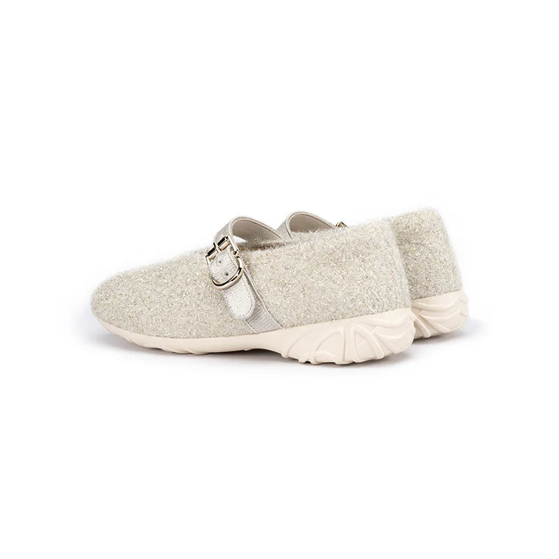 Fuzzy Mary Jane Flats - Ivory