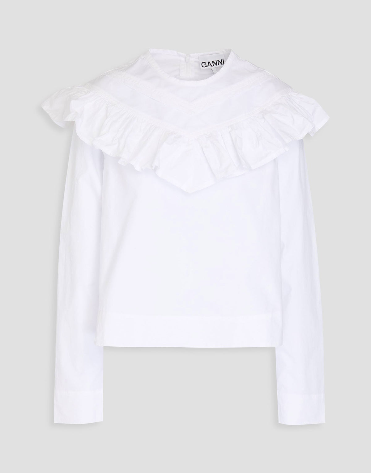 Ganni Womens Long Sleeved Top - White