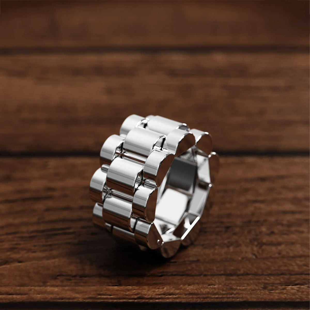 Bullion Gold Oyster White Gold Layered Stainless Ring