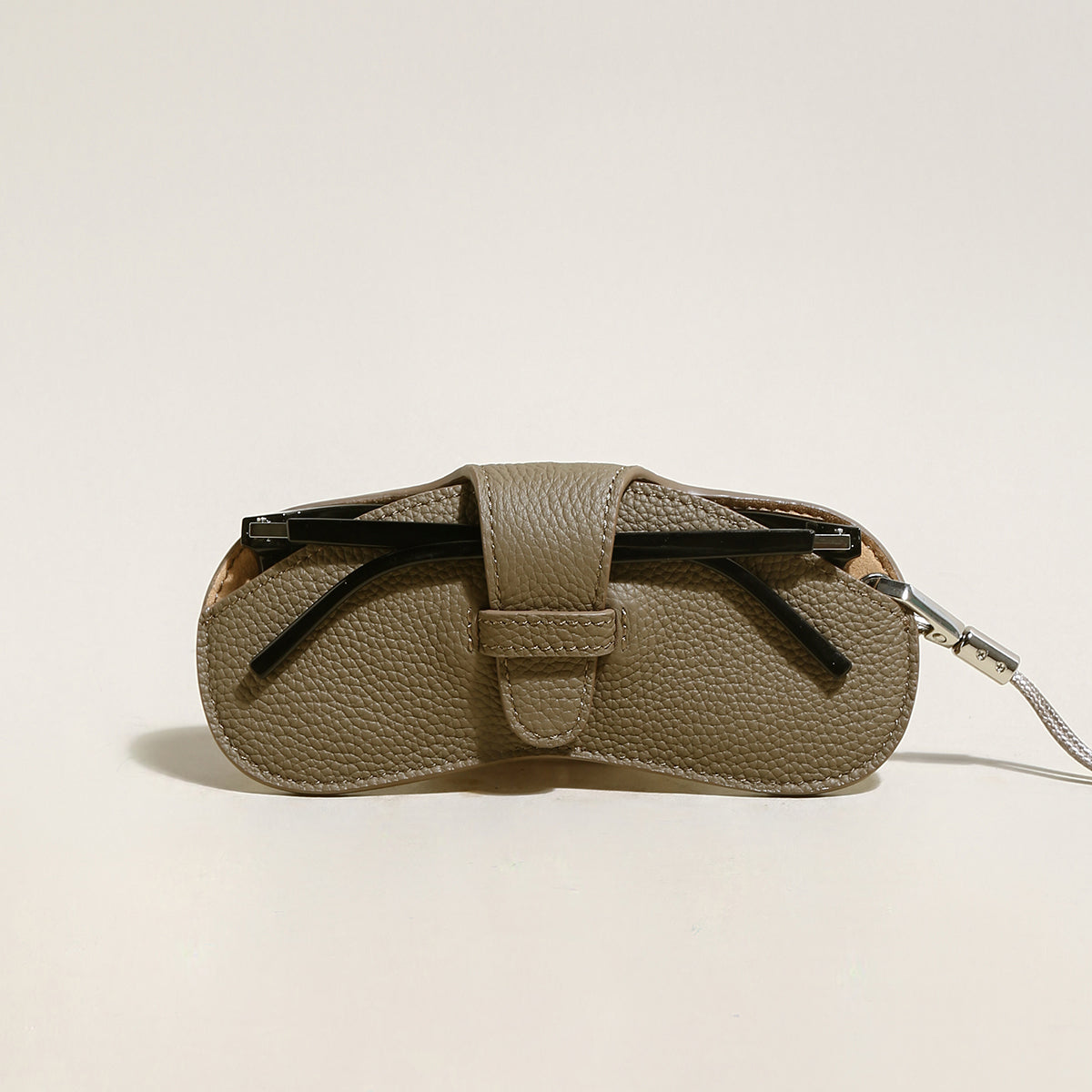 Leather Sunglasses Wrist Pouch - Taupe