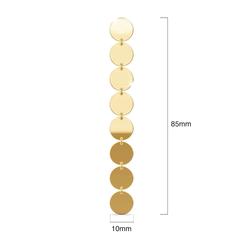 Bullion Gold Round Disc Dangle Gold Layered Earrings