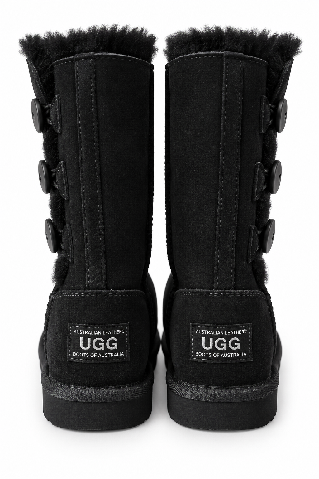 Australian Leather Ugg Kids 3Button Classic Long - Black - AU6