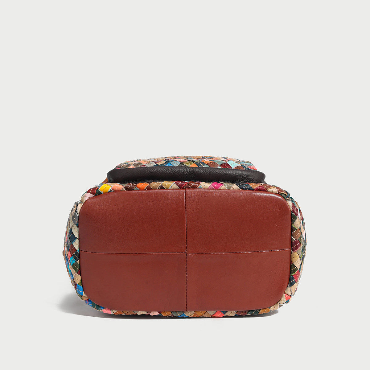 Multicolor Diamond Weave Leather Backpack - Rainbow
