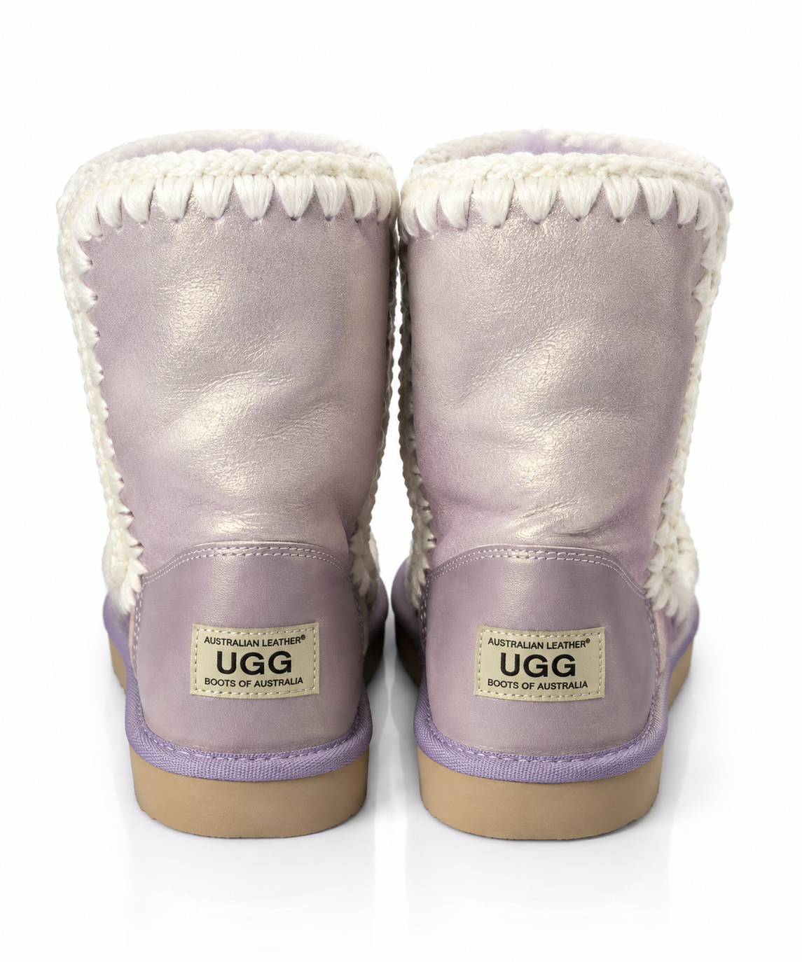 Australian Leather Ugg Short Trim Eskimo - Metallic Lilac - AU5