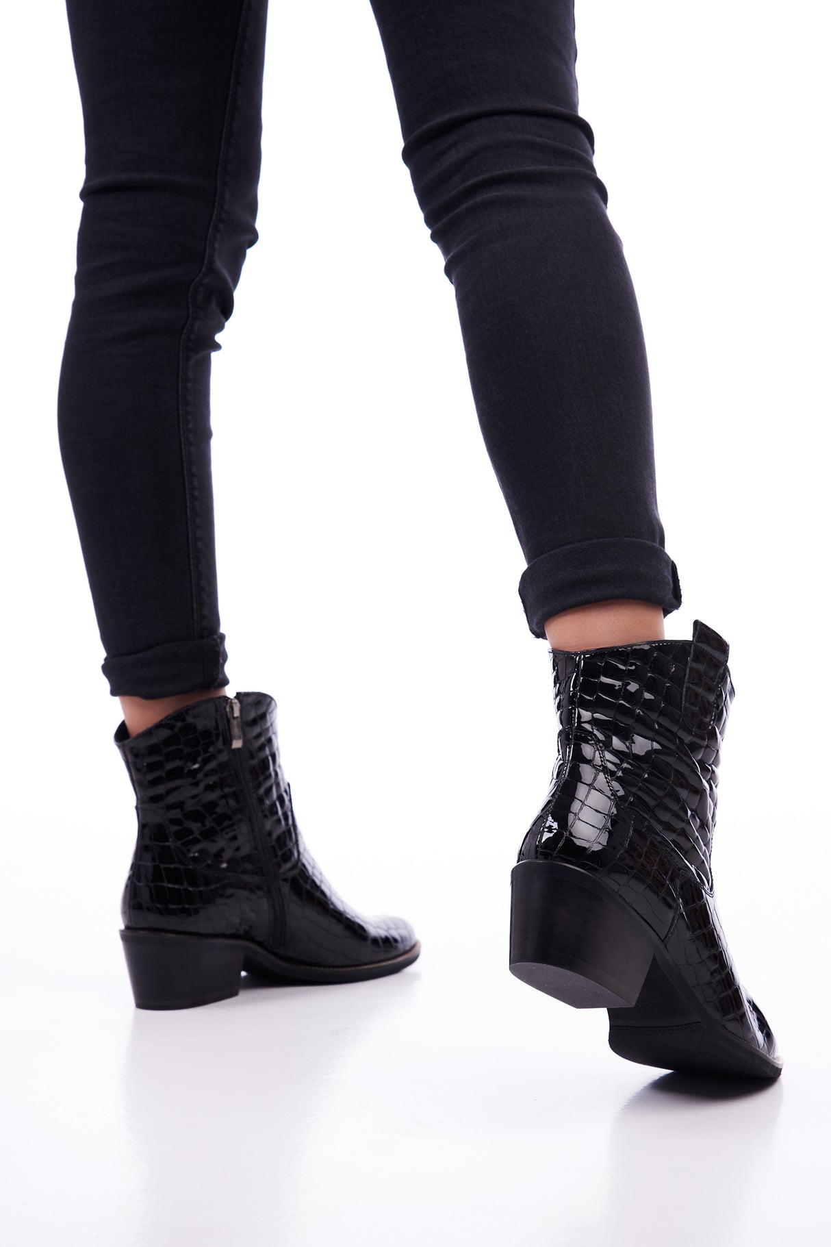 Bosccolo Womens Ankle Boots - Black Croco