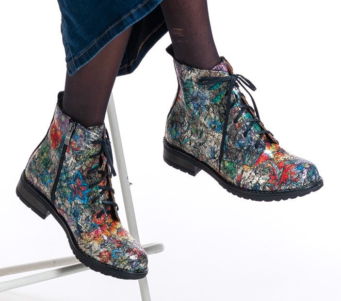 Bosccolo Womens Ankle Boots - Flower Multicolor