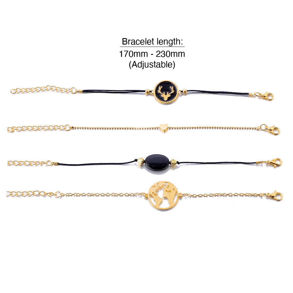 Bohemian 4-Piece Charm Bead Bracelet Set