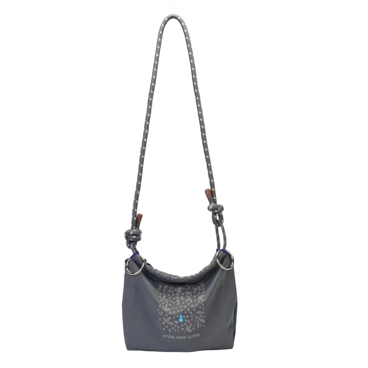 BAMEI Recycled Nylon Mini Crossbody Bag with Cat Print & Braided Rope Strap - Charcoal