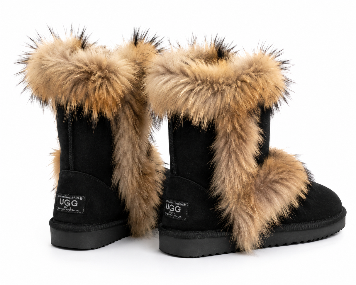 Australian Leather Ugg Fozy Short Uggs - Black - AU4