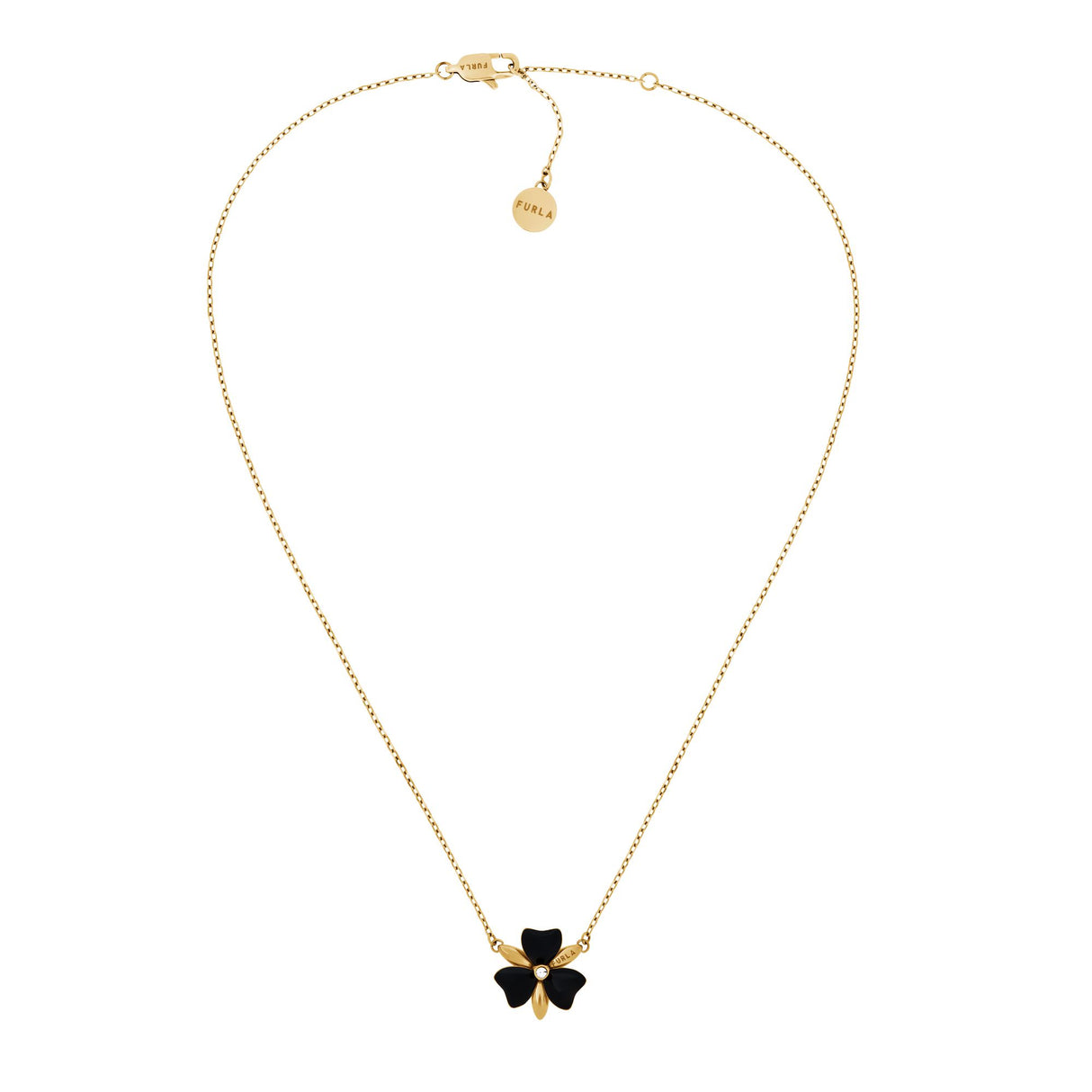 Furla Flora Gold-Tone & Black Enamel Necklace