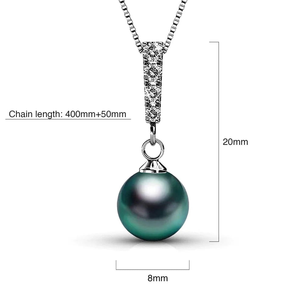 Krystal Couture Lustrous Pendant Necklace Embellished with Swarovski Crystal Iridescent Tahitian Look Pearls