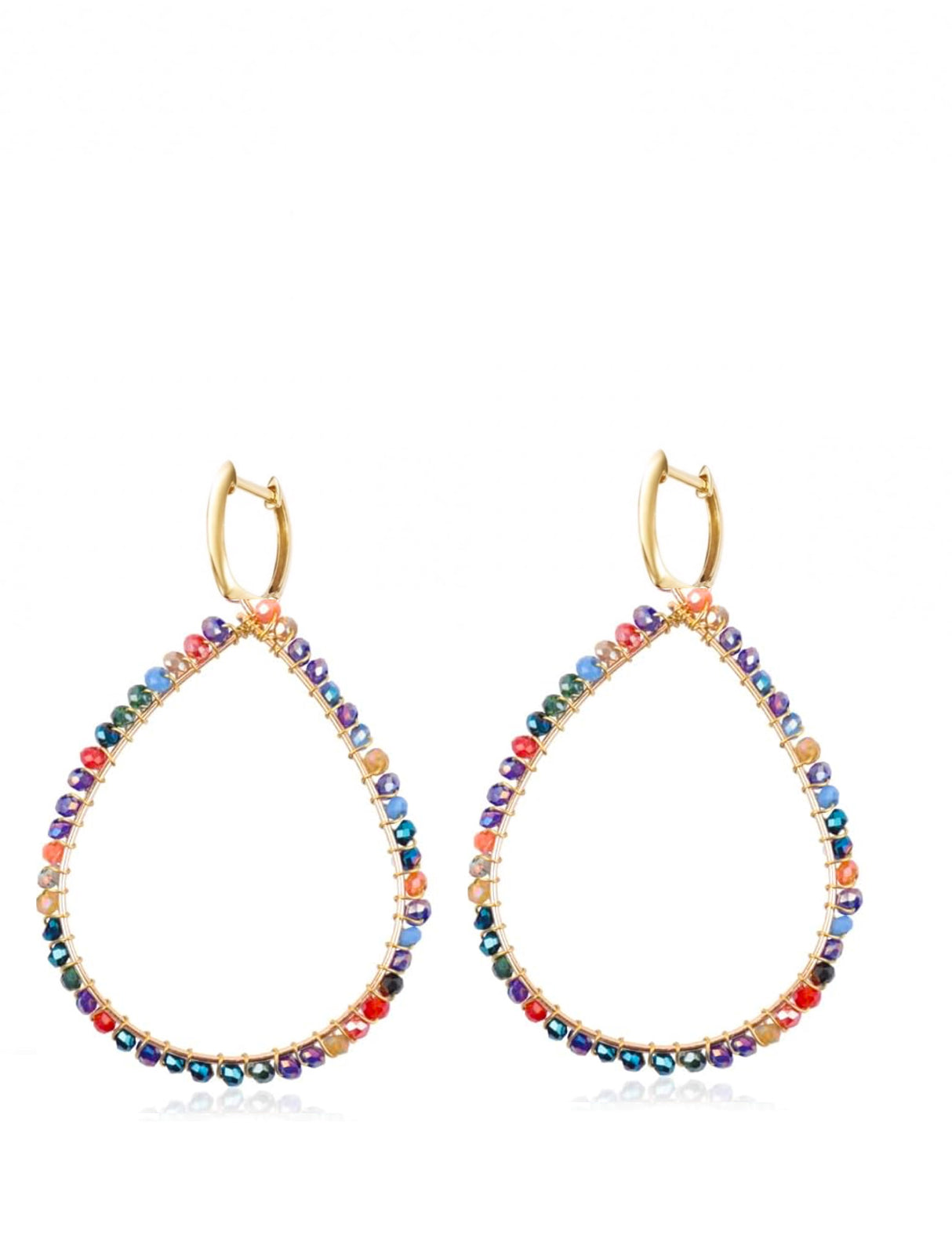 Liv Oliver 18K Gold Multi Color Pear Drop Statement Earrings