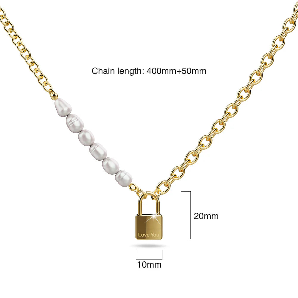 Bullion Gold Elinor Freshwater Baroque Pearls Lock-Pendant Necklace