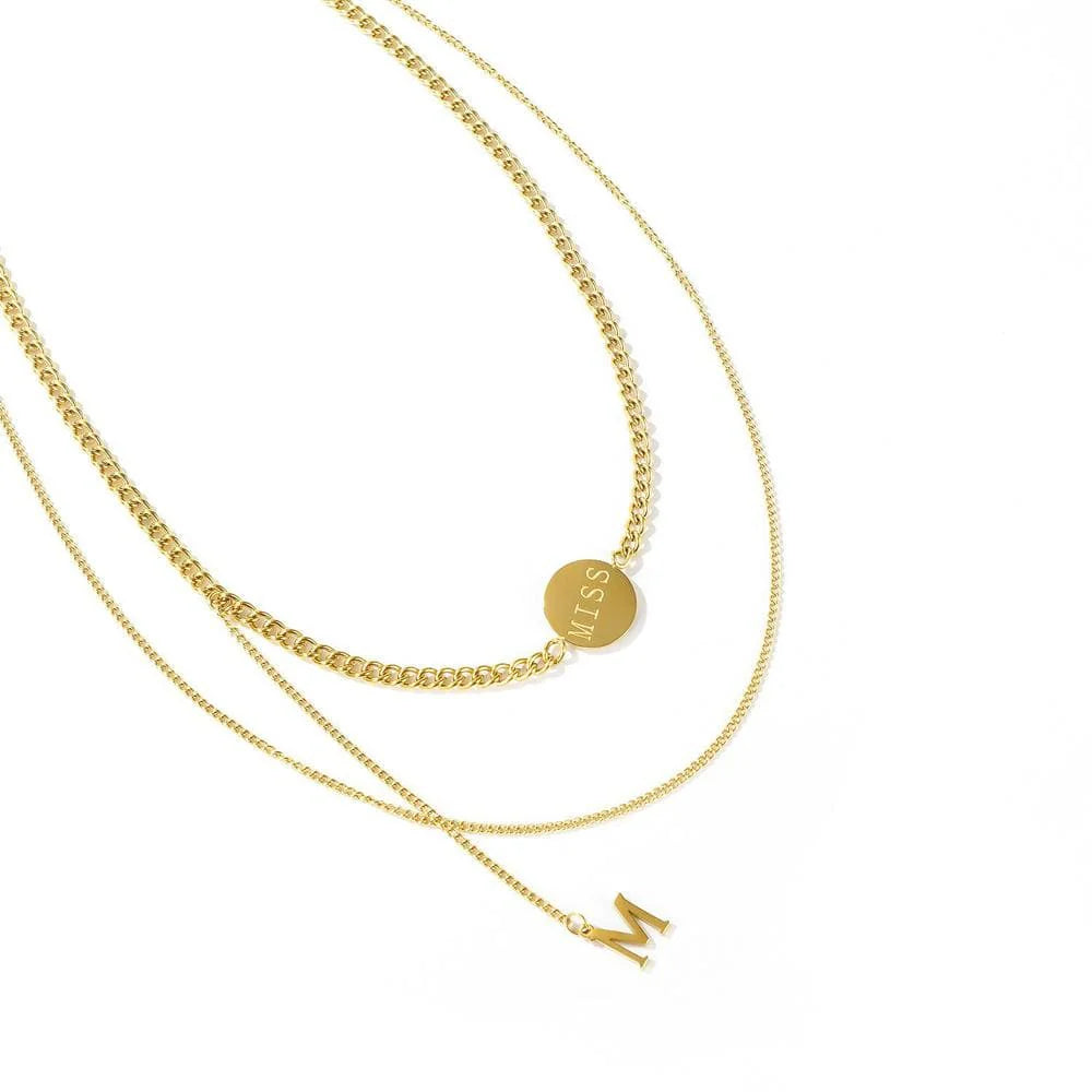Bullion Gold Multilayer 2 piece Miss M Necklace in Gold Layered Steel Jewellery